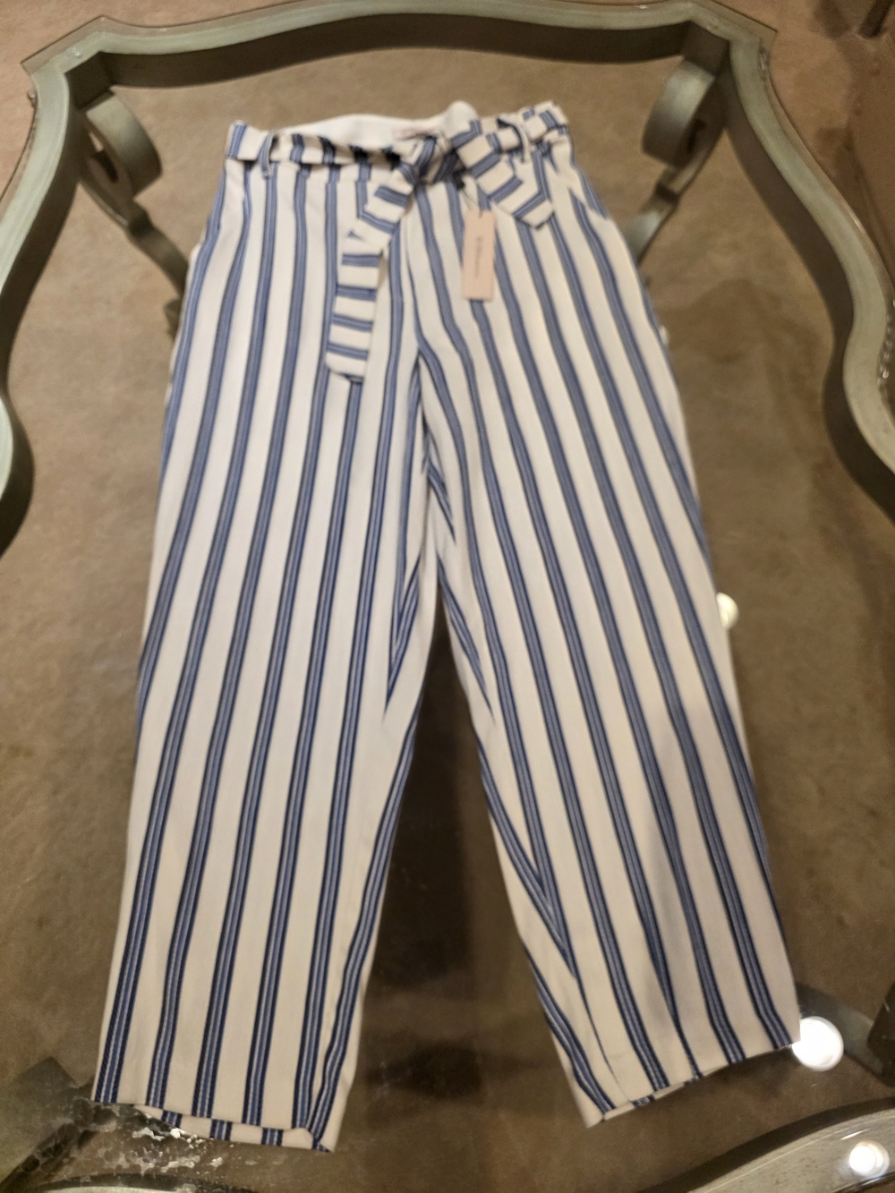 BCBGeneration Navy & White Vertical Stripe Wide-Leg Pants - Picture 4 of 8